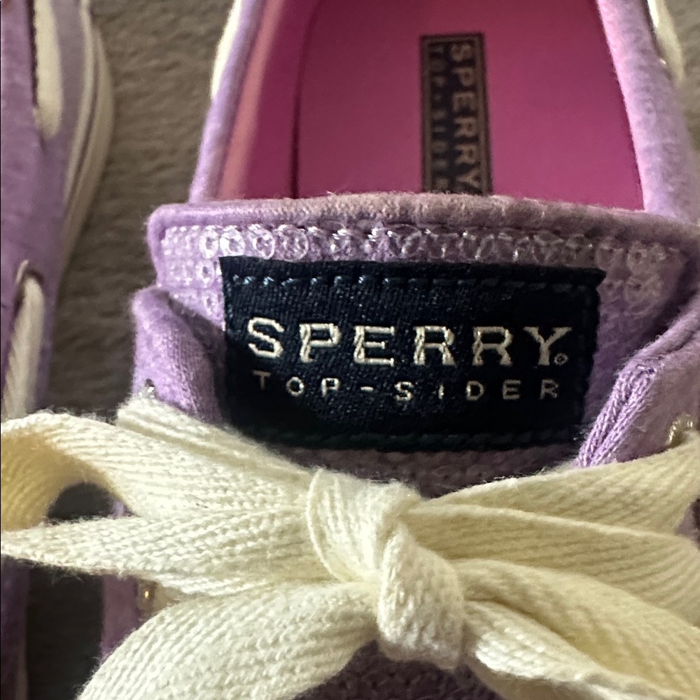 Sperry Women's Top-Sider Purple Lavender Sequin Lace Up Boat Shoes 9 - Picture 2 of 12